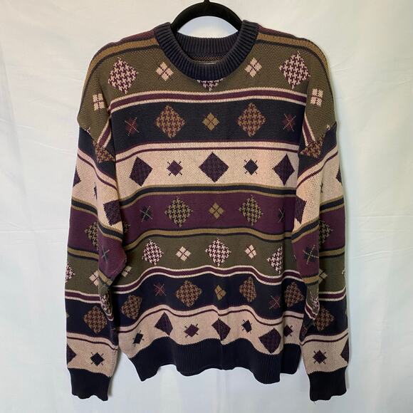 Ivy Crew Classics Knit Crewneck Sweater Large Vintage Grandpa Pullover Cotton - Picture 1 of 8